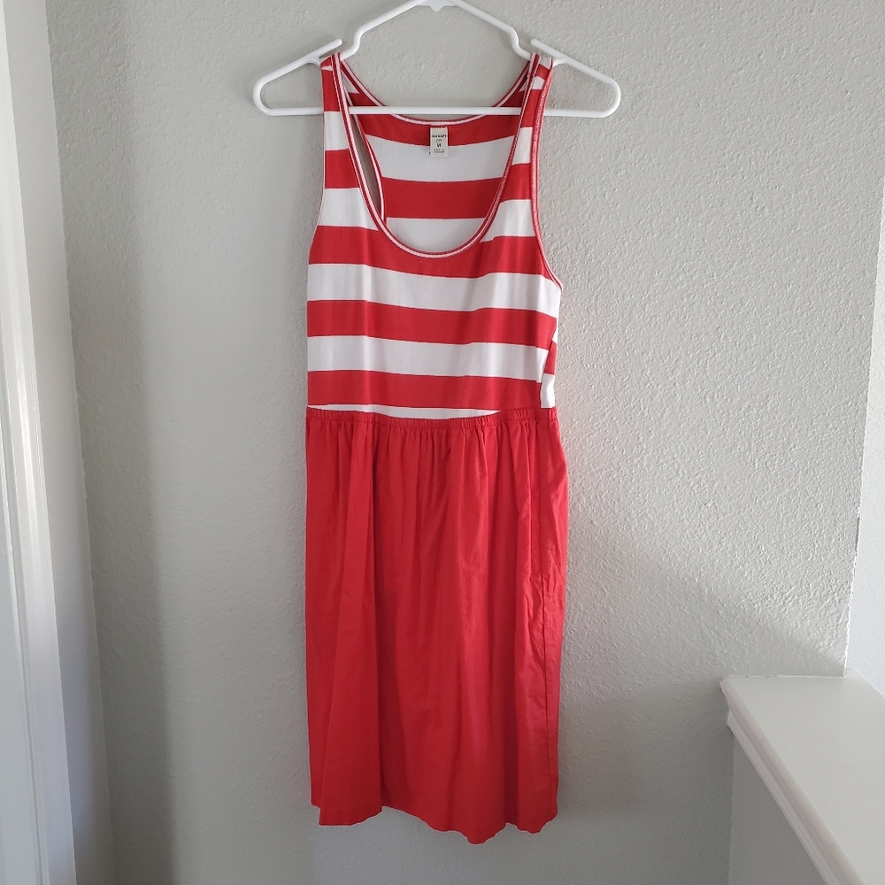 Red and white striped dress